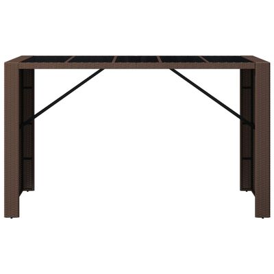 vidaXL Bar Table with Glass Top Brown 185x80x110 cm Poly Rattan
