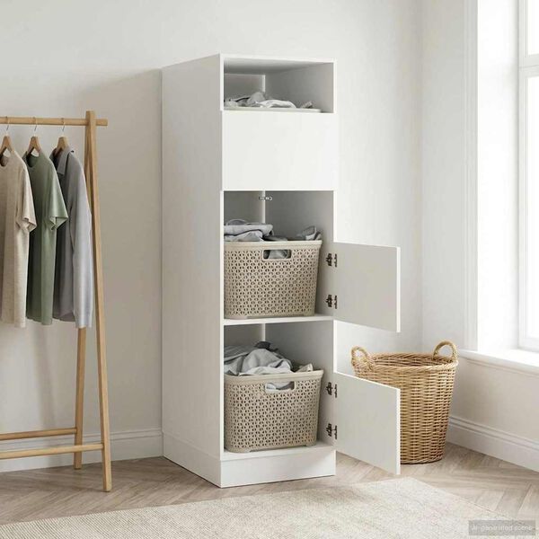 vidaXL Laundry Cabinet with Storage with Door White Engineered wood