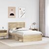 vidaXL Bed Frame Sonoma Oak 135 x 190 cm Solid Pine Wood
