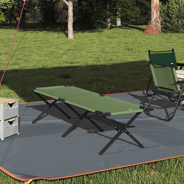 vidaXL Folding Camping Bed Manual Green 193 x 69 x 45 cm Oxford fabric