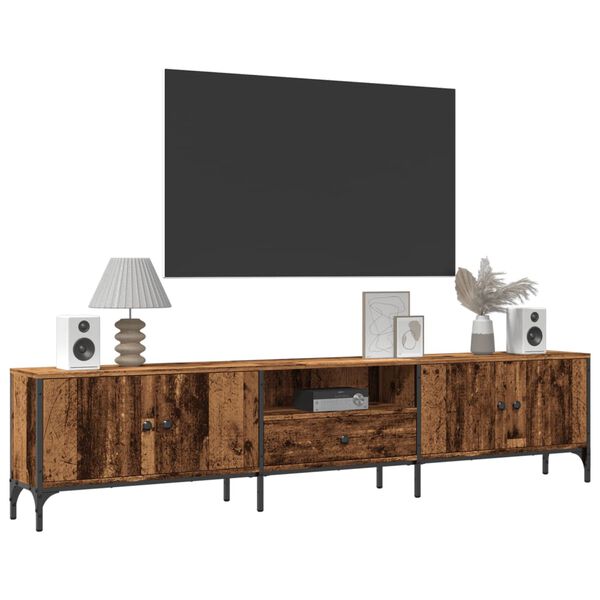 vidaXL TV Cabinet with Drawer Old Wood 200x25x44 cm Engineered Wood