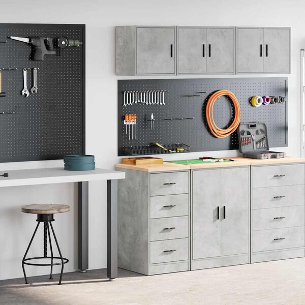 vidaXL Garage Cabinets 2 pcs Concrete Grey Engineered Wood