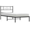 vidaXL Metal Bed Frame without Mattress with Headboard Black 100x190cm