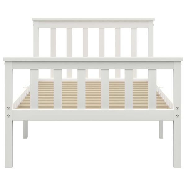 vidaXL Bed Frame without Mattress White Solid Pine Wood 100x200 cm