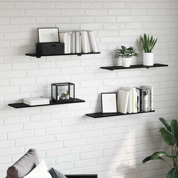 vidaXL Bookshelf Board 4 pcs Black 80 x 20 x 1.5 cm Engineered Wood