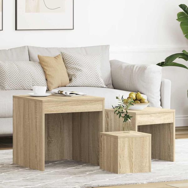 vidaXL Nesting Tables 3 pcs Sonoma Oak Engineered Wood
