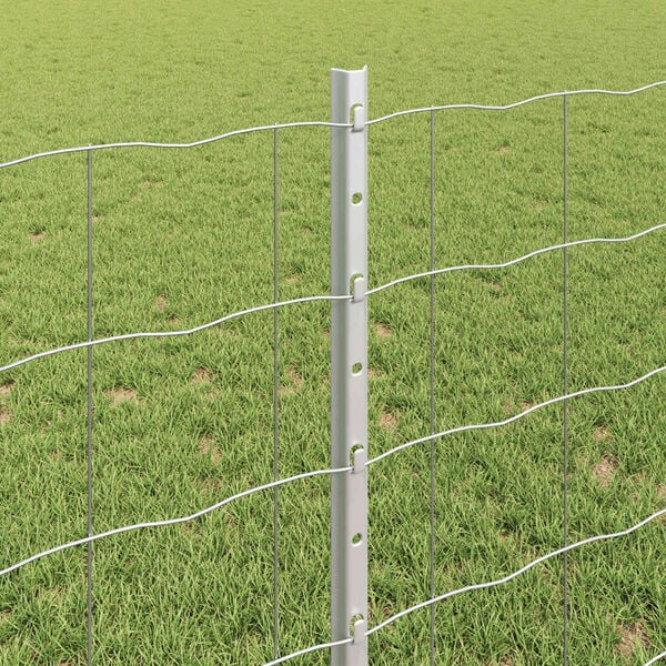 vidaXL Fence with Post Silver 0.8 x 10 m Steel