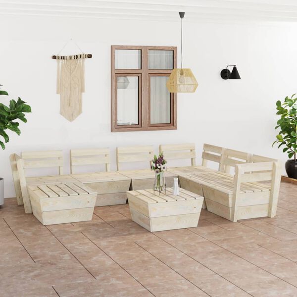 vidaXL 8 Piece Garden Pallet Lounge Set Impregnated Spruce Wood