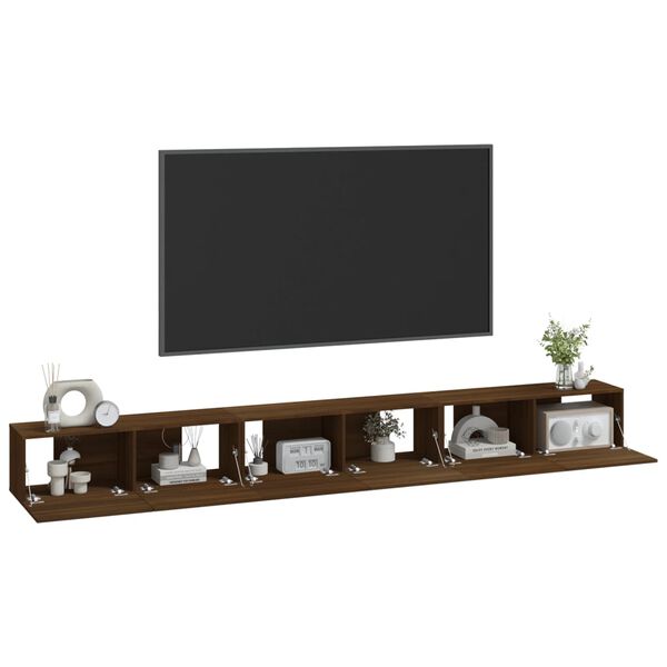 vidaXL 3 Piece TV Cabinet Set Brown Oak Engineered Wood