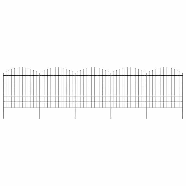 vidaXL Garden Fence with Spear Top Steel 892.5x200 cm Black