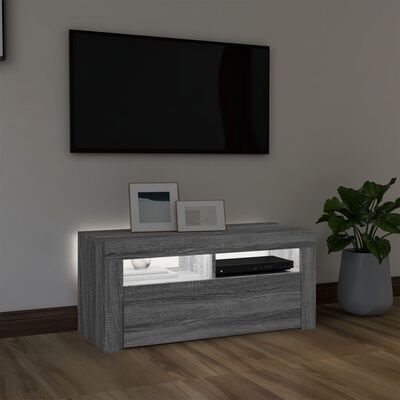 vidaXL TV Cabinet with LED Lights Grey Sonoma 90x35x40 cm