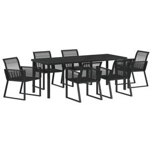 vidaXL Garden Dining Set 7 pcs Black Powder-Coated Steel