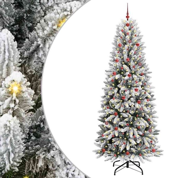 vidaXL Artificial Christmas Tree with 300 LEDs with Stand White 240 cm