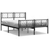 vidaXL Metal Bed Frame without Mattress with Footboard Black 140x200cm