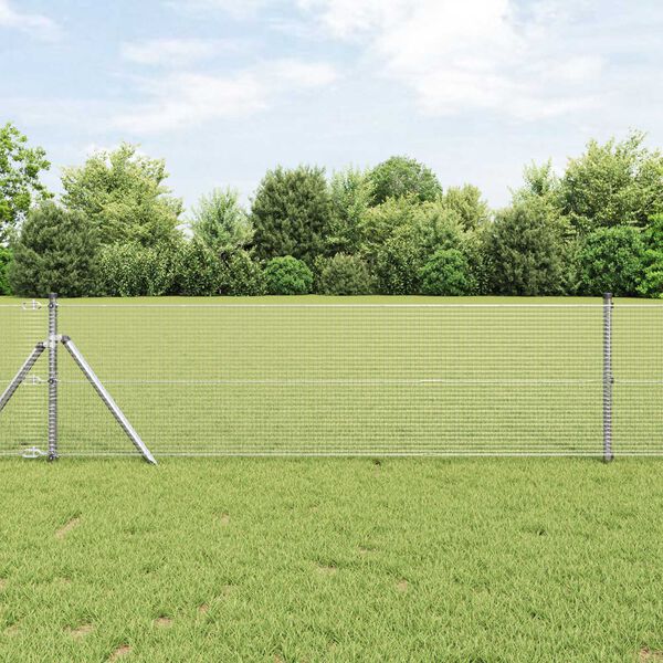 vidaXL Fence Post Silver 100 x 0.4 m (16 x 16 mm mesh) Steel