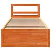 vidaXL Bed Frame with Headboard Wax Brown 75x190 cm Small Single Solid Wood Pine