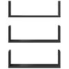 vidaXL Wall Shelves 3 pcs Black 58x18x18 cm Engineered Wood