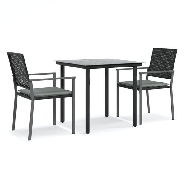vidaXL 7 Piece Garden Dining Set Poly Rattan and Steel