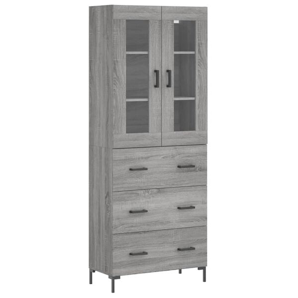 vidaXL Highboard Grey Sonoma 69.5x34x180 cm Engineered Wood