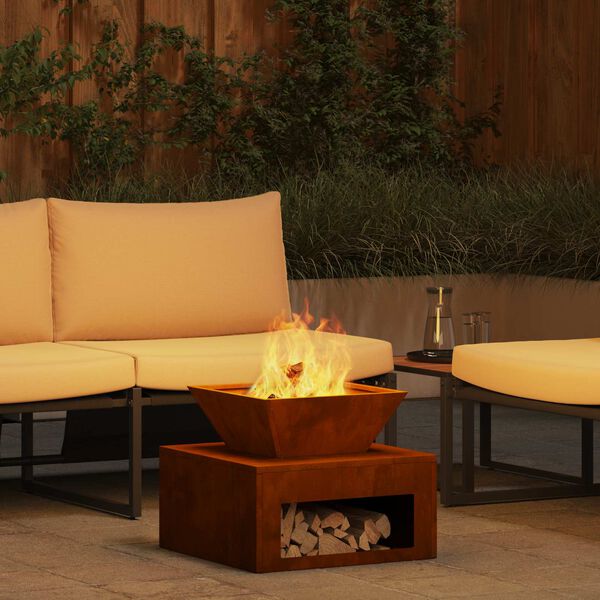 vidaXL Fire Pit Rusty 50 x 50 x 40 cm Weathering Steel