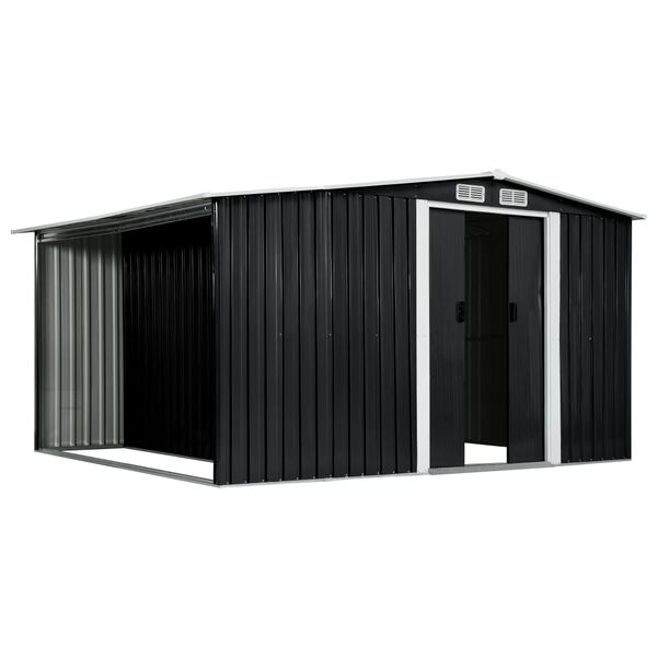 vidaXL Garden Shed with Sliding Doors Anthracite 329.5x259x178 cm Steel
