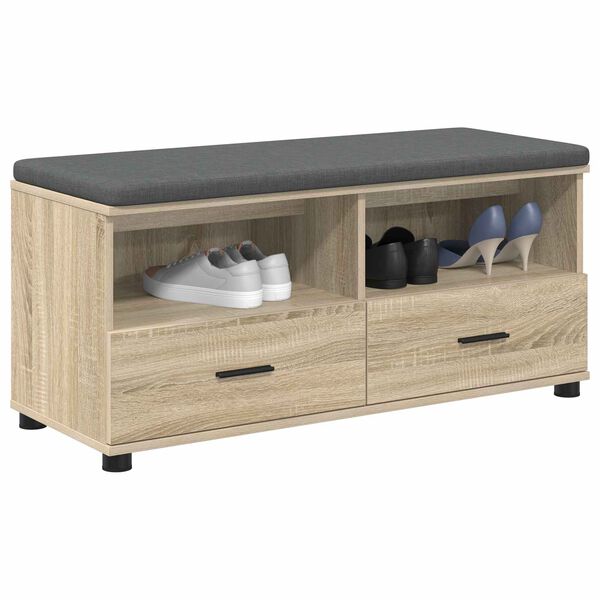vidaXL Hall Bench with Cushion with Drawer Sonoma Oak 100 x 38 x 46 cm