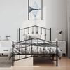 vidaXL Metal Bed Frame without Mattress with Footboard Black 100x190cm