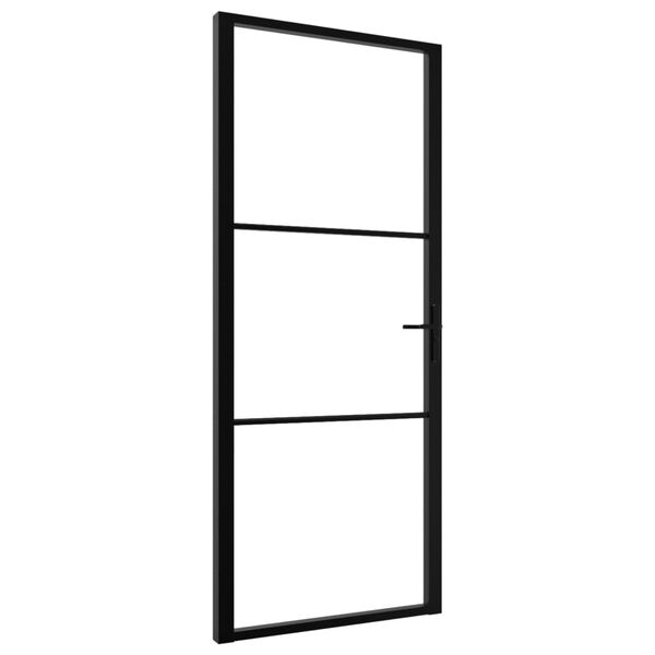 vidaXL Interior Door ESG Glass and Aluminium 93x201.5 cm Black