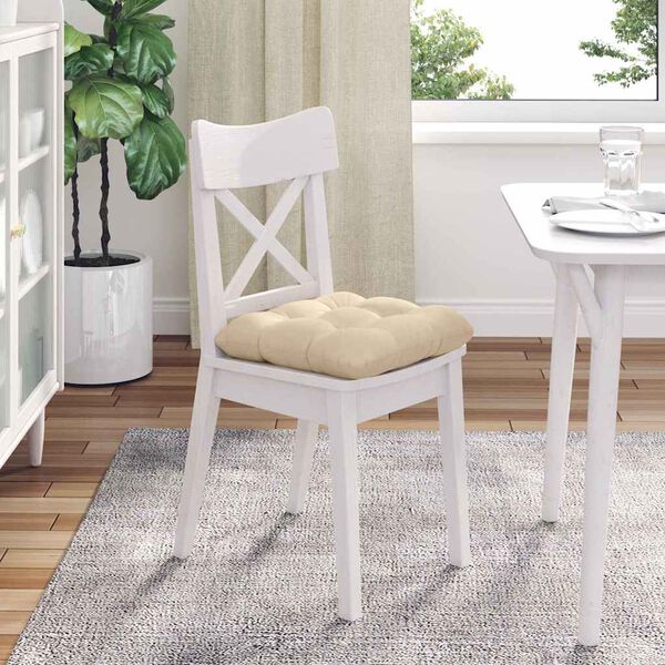 vidaXL Seat Cushions 4 pcs Cream 40 x 40 cm Microfibre Fabric