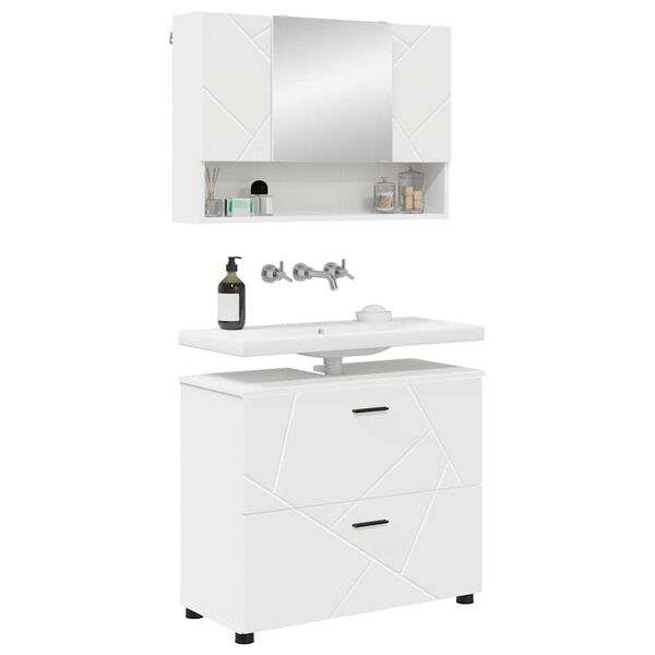 vidaXL Bathroom Furniture Set 2 pcs White Engineered Wood and Metal