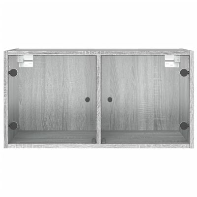 vidaXL Wall Cabinet with Glass Doors Grey Sonoma 68.5x37x35 cm