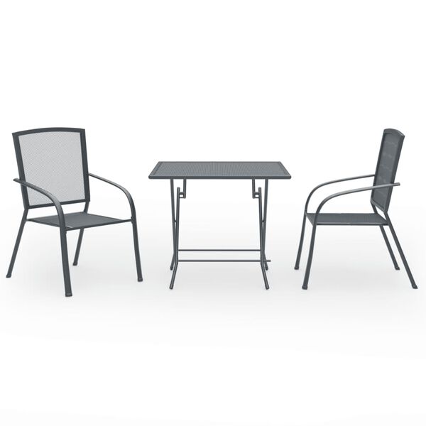 vidaXL 3 Piece Garden Dining Set Steel Anthracite