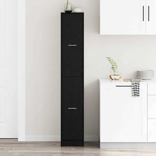 vidaXL Apothecary Cabinet Black oak 30 x 41 x 174.5 cm Engineered wood