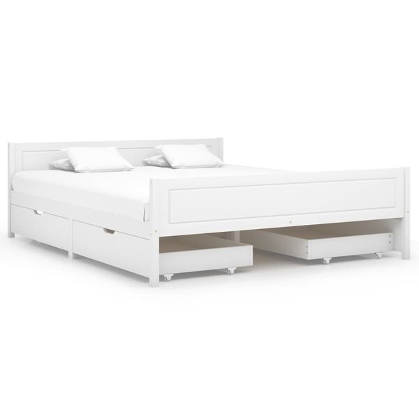 vidaXL Bed Frame without Mattress White Solid Wood Pine 160x200 cm