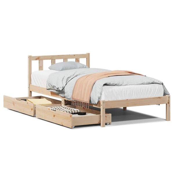 vidaXL Bed Frame without Mattress 75x190 cm Small Single Solid Wood Pine