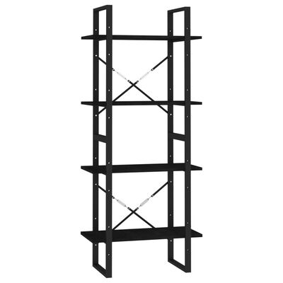 vidaXL 4-Tier Book Cabinet Black 60x30x140 cm Solid Pine Wood