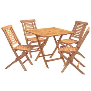 vidaXL 5 Piece Folding Garden Bistro Set Natural Solid Teak Wood
