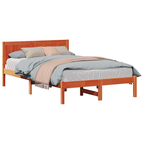 vidaXL Bed Frame Brown 135 x 190 cm Solid Pine wood