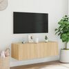 vidaXL TV Wall Cabinet with LED Lights Sonoma Oak 100x35x31 cm