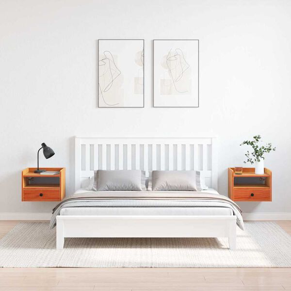 vidaXL Bedside Table 2 pcs Wax Brown 38 x 36 x 29.5 cm Solid pine wood