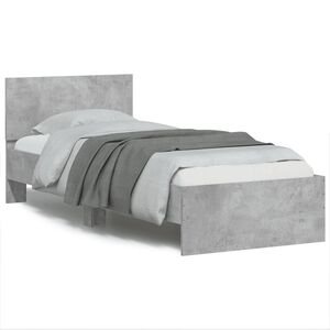 vidaXL Bed Frame without Mattress with Headboard Concrete Grey 90x190 cm Single