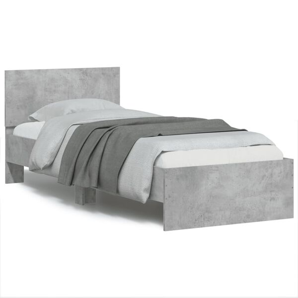 vidaXL Bed Frame without Mattress with Headboard Concrete Grey 90x190 cm Single
