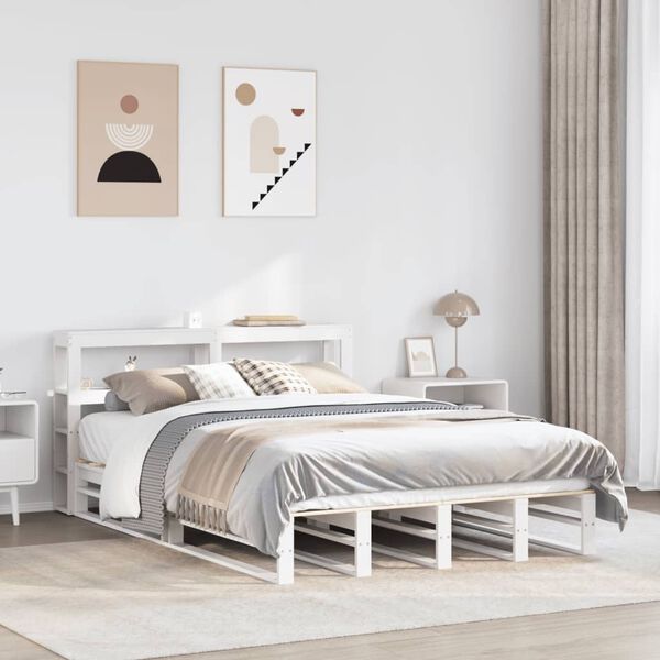 vidaXL Bed Frame without Mattress White 120x190 cm Small Double Solid Wood Pine