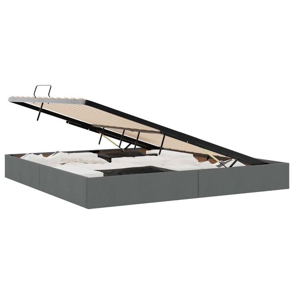 vidaXL Storage Bed with Mattress Dark Grey 200 x 200 cm Fabric