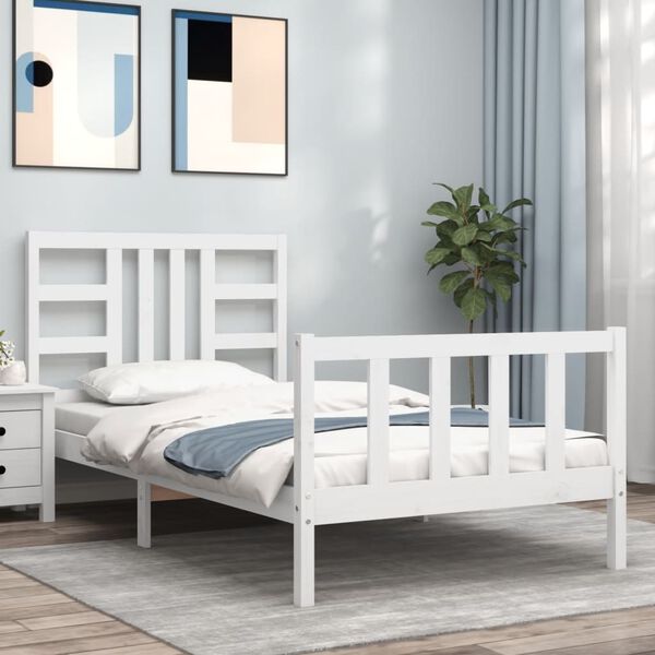 vidaXL Bed Frame without Mattress White 100x200 cm Solid Wood Pine