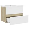 vidaXL Sink Cabinet with Built-in Basin White and Sonoma Oak Engineered Wood