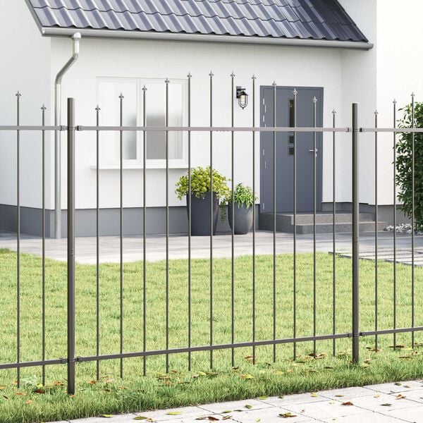vidaXL Garden Fence 4 pcs Grey 170 x 190 cm Powder-Coated Steel