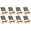 vidaXL Folding Garden Chairs 8 pcs Black Solid Wood Acacia