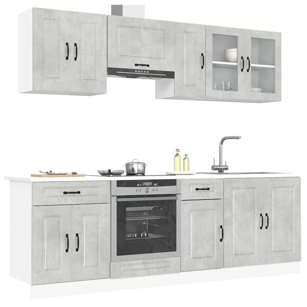 vidaXL 8 Piece Kitchen Cabinet Set Kalmar Concrete Grey Engineered Wood