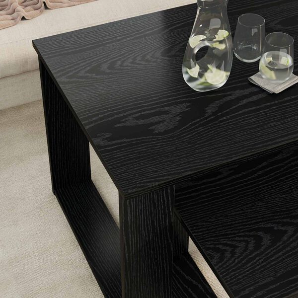 vidaXL Coffee Table Set 2 pcs Black Oak Engineered Wood